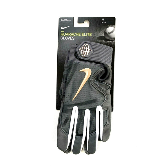 Nike Huarache Elite Leather Baseball Batting Gloves Gray NBG05917 Size Medium - Picture 1 of 3